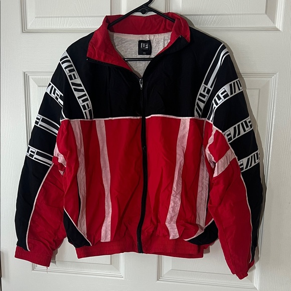 LF Los Angeles Red Black White Moto Style Windbreaker Bomber Jacket, Sz XS - Picture 1 of 9